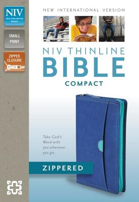 NIV, Thinline Zippered Collection Bible, Compact, Imitation Leather, Blue/Turquoise, Red Letter Edition