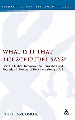 What is it that the Scripture Says?: Essays in Biblical Interpretation, Translation, and Reception in Honour of Henry Wansbrough OSB (The Library of New Testament Studies) Image for What is it that the Scripture Says?: Essays in Biblical Interpretation, Translation, and Reception in Honour of Henry Wansbrough OSB (The Library of New Testament Studies)
