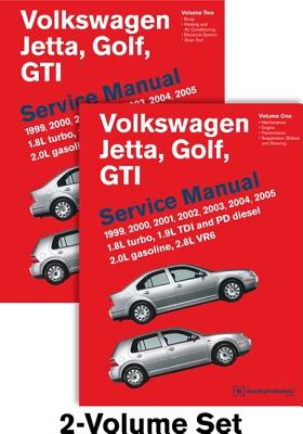 Volkswagen Jetta, Golf, GTI Service Manual: 1999, 2000, 2001, 2002, 2003, 2004, 2005 (A4 Platform); 1.8L Turbo, 1.9L TDI and PD Diesel; 2.0L Gasoline, 2.8L VR6 - Volume 1: Maintenance / Engine / Transmission / Suspension, Brakes and Steering + Volume 2: Body / Heating and Air Conditioning / Electric