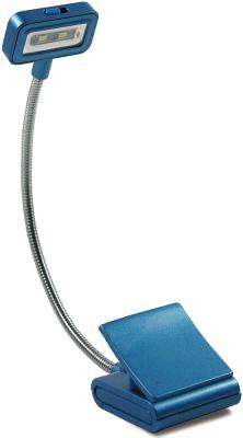 Image for Duo Reading Light Booklight - Blue - 2LEDs Flexible Arm and Secure Clip 