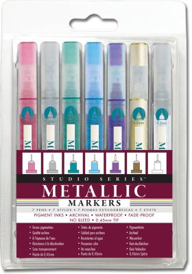 Image for Studio Series Micro-line Metallic Markers: Set of 7: Color, Draw, and Write in Shining Color Nearly Anywhere With These Fine-point Paint Markers! (Narrow 0.5 Mm Tips Let You Work in Fine Detail