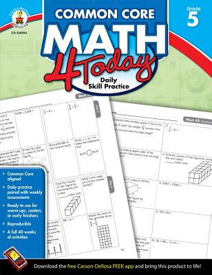 Carson Dellosa Common Core Math 4 Today Workbook 5th Grade, 96pgs (Common Core 4 Today)