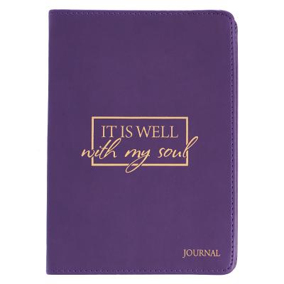 Christian Art Gifts Purple Faux Leather Journal It is Well with My Soul Handy-sized Flexcover Inspirational Notebook w/Ribbon Marker, 240 Lined Pages, Gilt Edges, 5.5 x 7 Inches